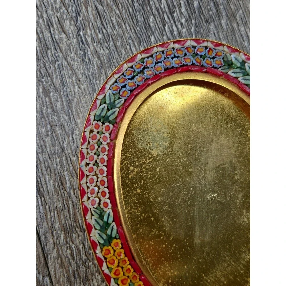 Antique Italian Micro Mosaic Florals Miniature Picture Frame 2
